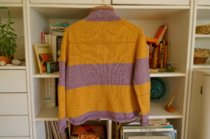 Top down hand knit wool cardigan